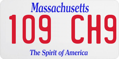 MA license plate 109CH9