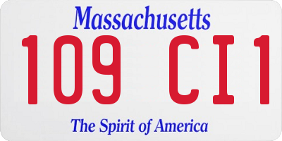 MA license plate 109CI1