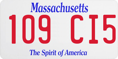 MA license plate 109CI5