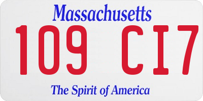 MA license plate 109CI7