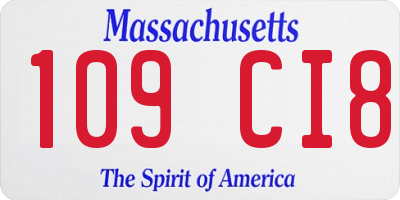 MA license plate 109CI8