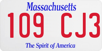 MA license plate 109CJ3