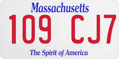 MA license plate 109CJ7