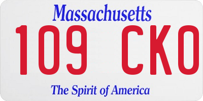 MA license plate 109CK0