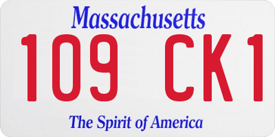 MA license plate 109CK1