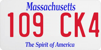MA license plate 109CK4