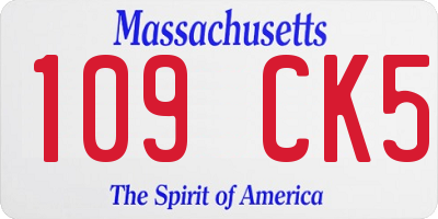 MA license plate 109CK5
