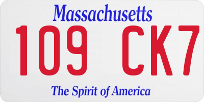 MA license plate 109CK7