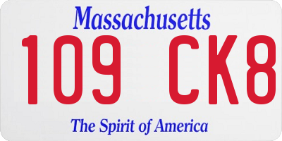 MA license plate 109CK8