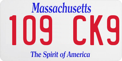 MA license plate 109CK9