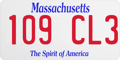 MA license plate 109CL3