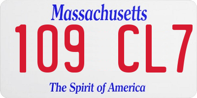 MA license plate 109CL7