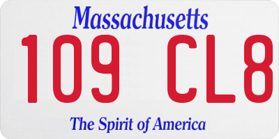 MA license plate 109CL8