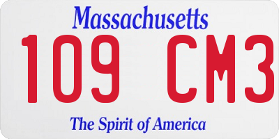 MA license plate 109CM3