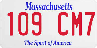 MA license plate 109CM7