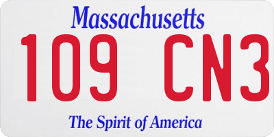 MA license plate 109CN3