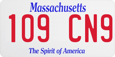 MA license plate 109CN9