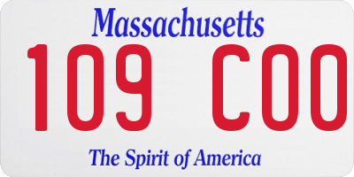 MA license plate 109CO0