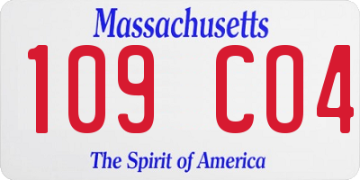 MA license plate 109CO4
