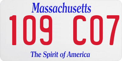MA license plate 109CO7
