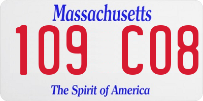 MA license plate 109CO8
