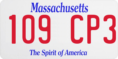 MA license plate 109CP3