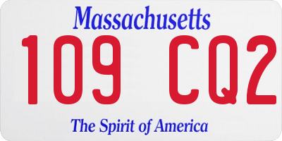 MA license plate 109CQ2