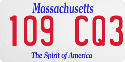 MA license plate 109CQ3