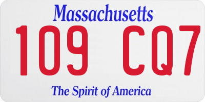 MA license plate 109CQ7