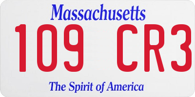 MA license plate 109CR3