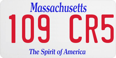 MA license plate 109CR5