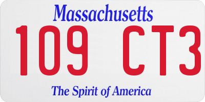 MA license plate 109CT3