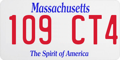 MA license plate 109CT4