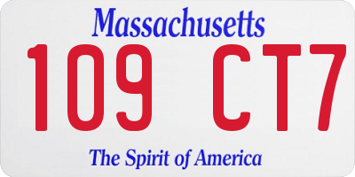 MA license plate 109CT7