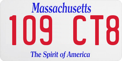 MA license plate 109CT8