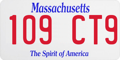 MA license plate 109CT9