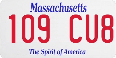 MA license plate 109CU8