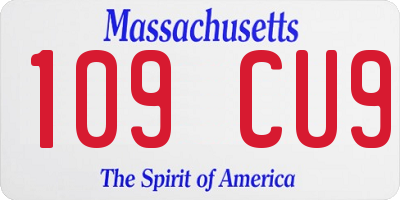 MA license plate 109CU9