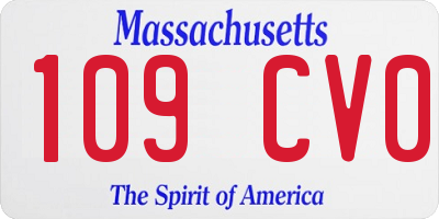 MA license plate 109CV0
