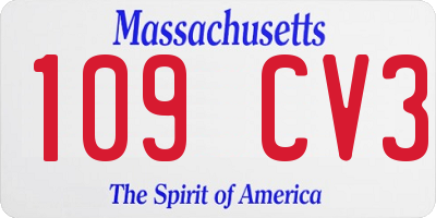 MA license plate 109CV3