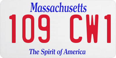MA license plate 109CW1