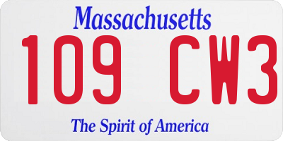 MA license plate 109CW3