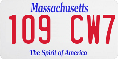 MA license plate 109CW7