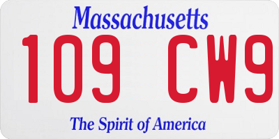 MA license plate 109CW9