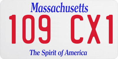 MA license plate 109CX1