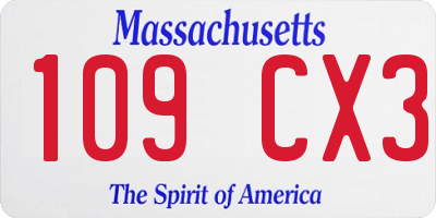 MA license plate 109CX3