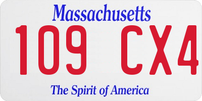 MA license plate 109CX4