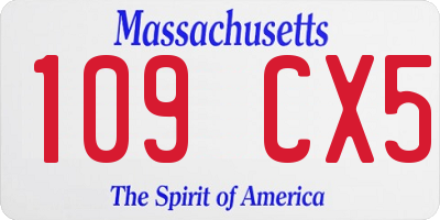 MA license plate 109CX5