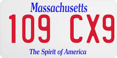 MA license plate 109CX9