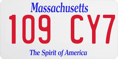 MA license plate 109CY7